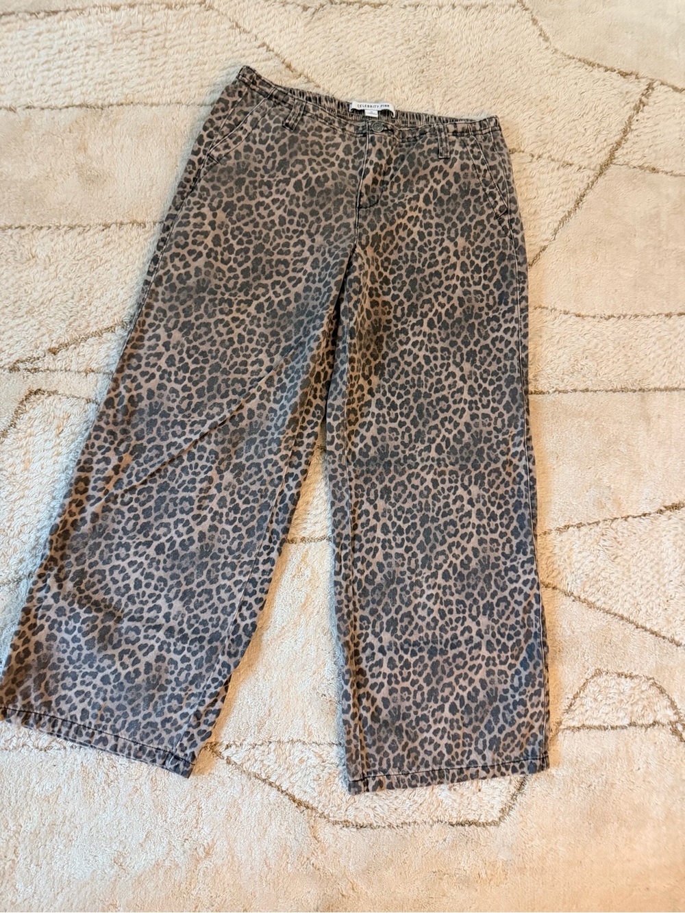 Leopard Print Wide-Leg Pants - Brown
